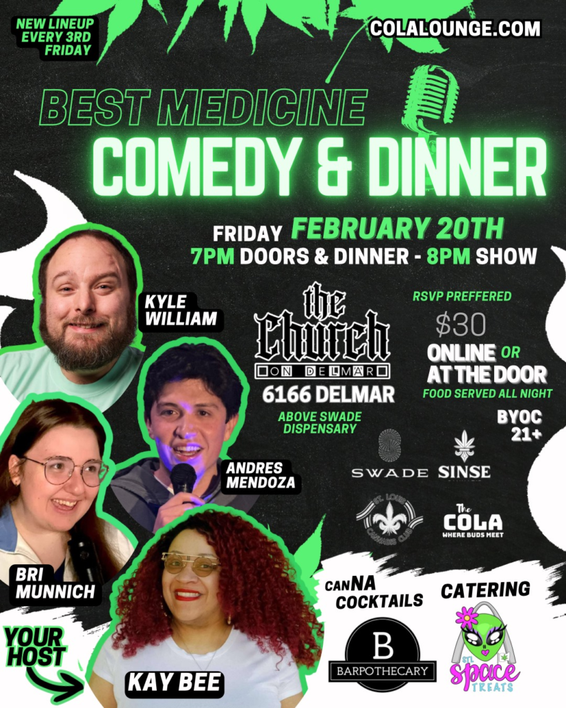 Cannabis-friendly comedy and dinner series expands to new venue in The Loop above SWADE Dispensary – Greenway Magazine